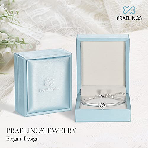 Praelinos Love Heart White Gold Plated Bracelet for Women