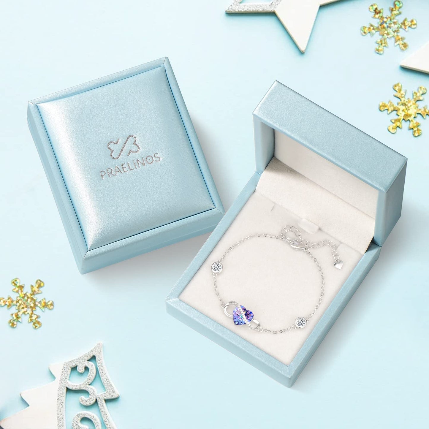 Praelinos Infinity Love Heart Crystal Bracelet