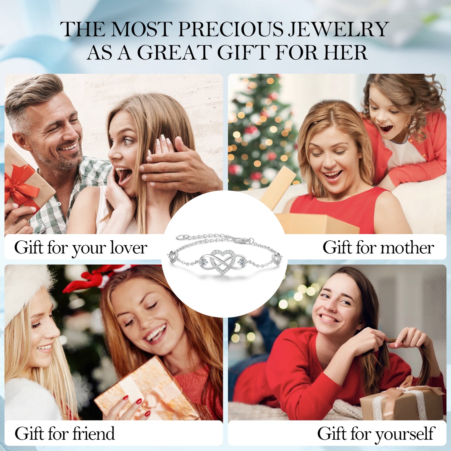 Praelinos Infinity Love Heart Link Bracelets